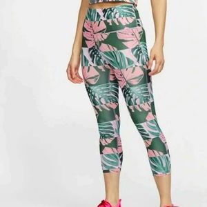 Pink and Green NIKE Dri-Fit Capri Leggings, Pants , Medium, Yoga